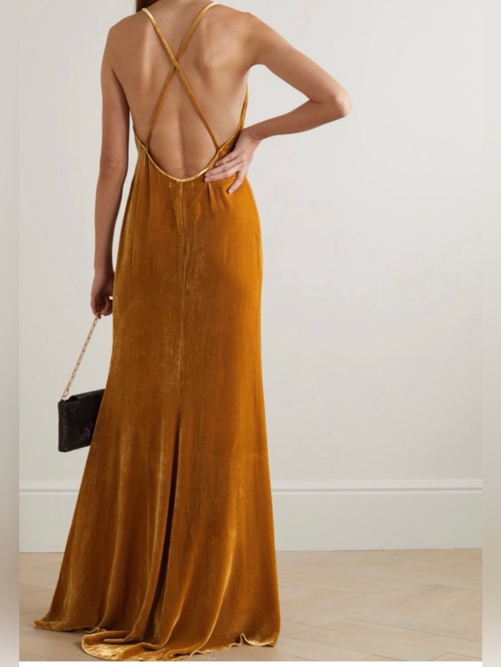 Reformation Gold Velvet Maxi Slip Dress - Picture 2 of 10